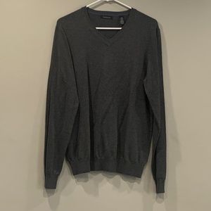 VanHeusen Forest Dark Grey Cotton V Neck Sweater